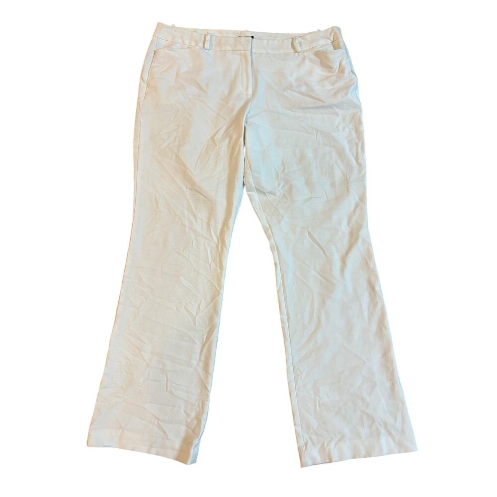 Worthington Womens 18‎ Modern Fit White Woven Slacks Flare EUC Linen Feel